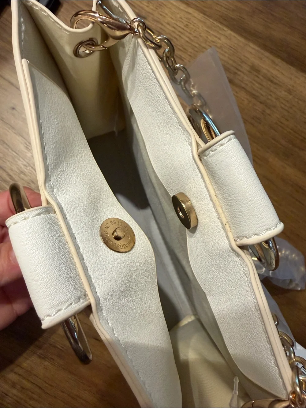 Cruise Club White Ring-Handle Wristlet Clutch